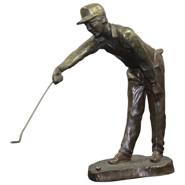 Artist Mark Hopkins Ltd Ed Solid Bronze Golfer Reading Putt - Out of 950
