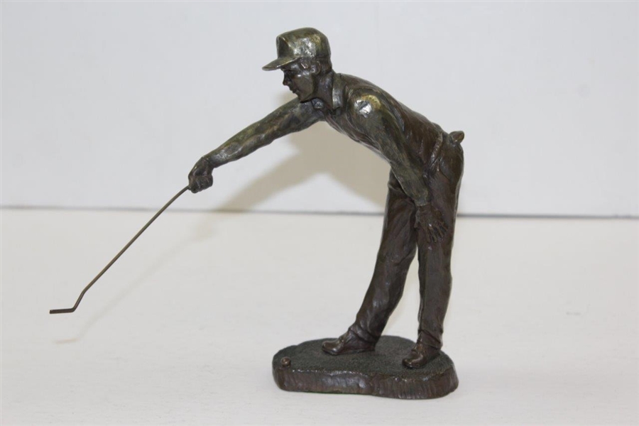 Artist Mark Hopkins Ltd Ed Solid Bronze Golfer Reading Putt - Out of 950