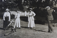 Vintage Golfer Tees Off While others Watch Alongside Horse-and-Buggy Daily Mirror Photo - Victor Forbin Collection