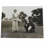Comedian George Robey Addressing the Ball with Edith Leitch Looking On Daily Mirror Photo - Victor Forbin Collection