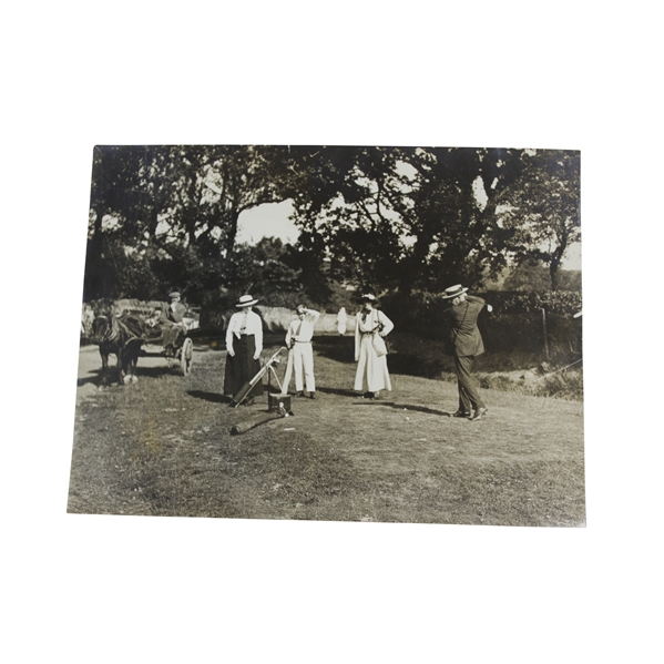 Vintage Golfer Tees Off While others Watch Alongside Horse-and-Buggy Daily Mirror Photo - Victor Forbin Collection