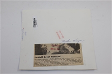 Walter Hagen's Personal 1967 Wire Photo of Him with Arnie, Cary, & others with Article