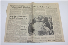 Walter Hagen's Personal 1967 Wire Photo of Him with Arnie, Cary, & others with Article