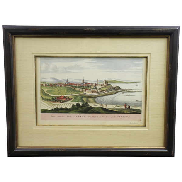 Circa 1690 Antique Etching Prospect of the Town of St Andrews - Framed