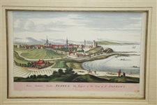 Circa 1690 Antique Etching Prospect of the Town of St Andrews - Framed