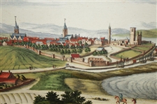 Circa 1690 Antique Etching Prospect of the Town of St Andrews - Framed
