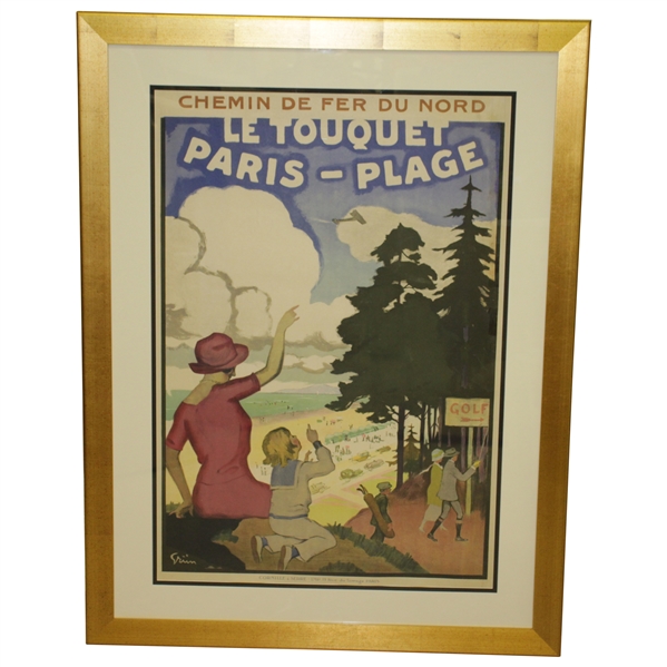 Circa 1920 Le Touquet Paris–Plage Rail Poster by Jules-Alexandre Grun - Printed by Cornille & Serre - Framed