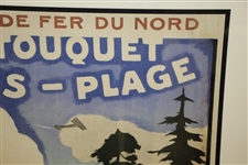 Circa 1920 Le Touquet Paris–Plage Rail Poster by Jules-Alexandre Grun - Printed by Cornille & Serre - Framed