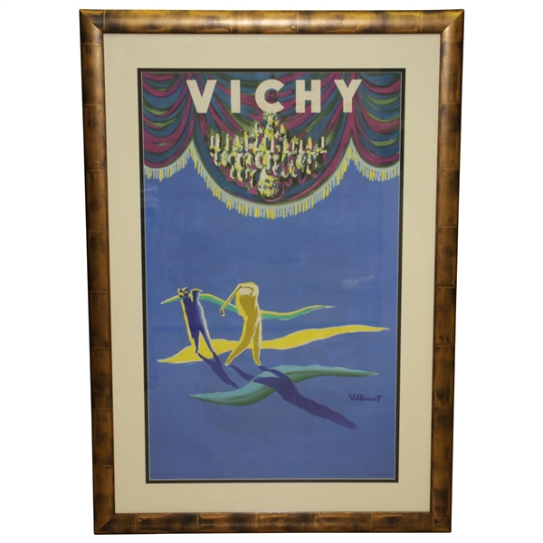 Circa 1950 Original French Golfing Rail Poster by Villemot & Printed by S.A. Courbet, Paris - Framed