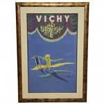 Circa 1950 Original French Golfing Rail Poster by Villemot & Printed by S.A. Courbet, Paris - Framed