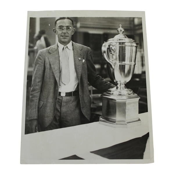 Francis Ouimet 9/9/32 Walker Cup Trophy Press Photo