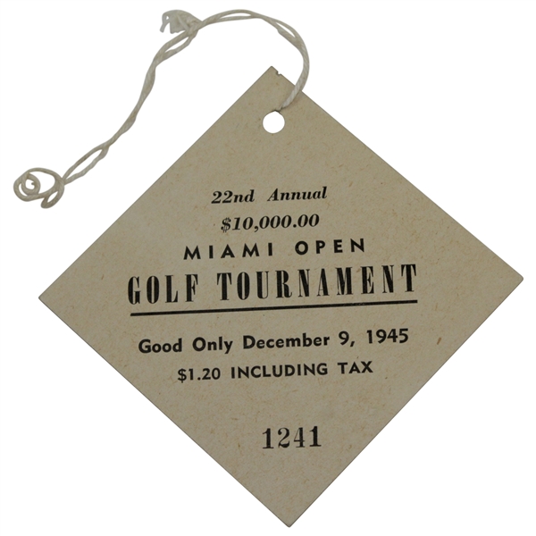 1941 Henry Hurst Invitational at Torresdale-Frankford CC Series Ticket #1218 - Won by Sam Snead