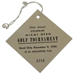 1941 Henry Hurst Invitational at Torresdale-Frankford CC Series Ticket #1218 - Won by Sam Snead