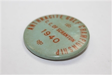 1940 Anthracite Golf Championship at C.C. of Scranton Contestant Badge - Won by Sam Snead