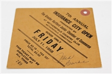 Champion Jack Burke signed 1958 Insurance City Open Friday Ticket #749 JSA ALOA