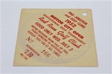1952 Motor City Open Inv. Golf Tournament at Red Run GC Ticket #166 - Cary Middlecoff Winner