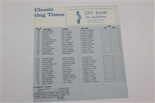 Mickey Mantle Signed 1972 Jackie Gleason Inverrary Pairings Sheet with Grounds/Clubhouse Badge JSA ALOA