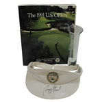 Payne Stewart Signed 1991 US Open at Hazeltine Visor with Program & Glass Vase JSA ALOA