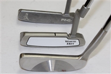 Three (3) James Garner Personal Putters - PING Anser 2, White Hot, & Odyssey Pro-Gear CG 100