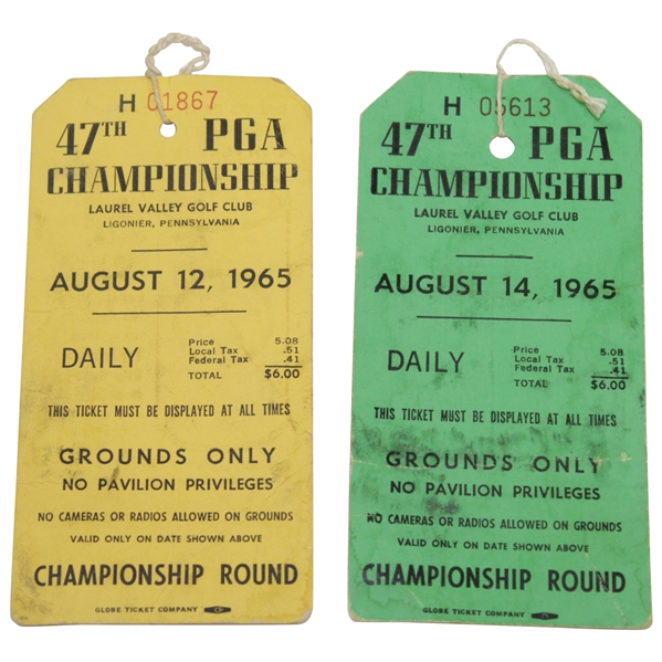 1965 PGA Championship at Laurel Valley Tickets - August 12th & 14th - Marr Defeats Casper