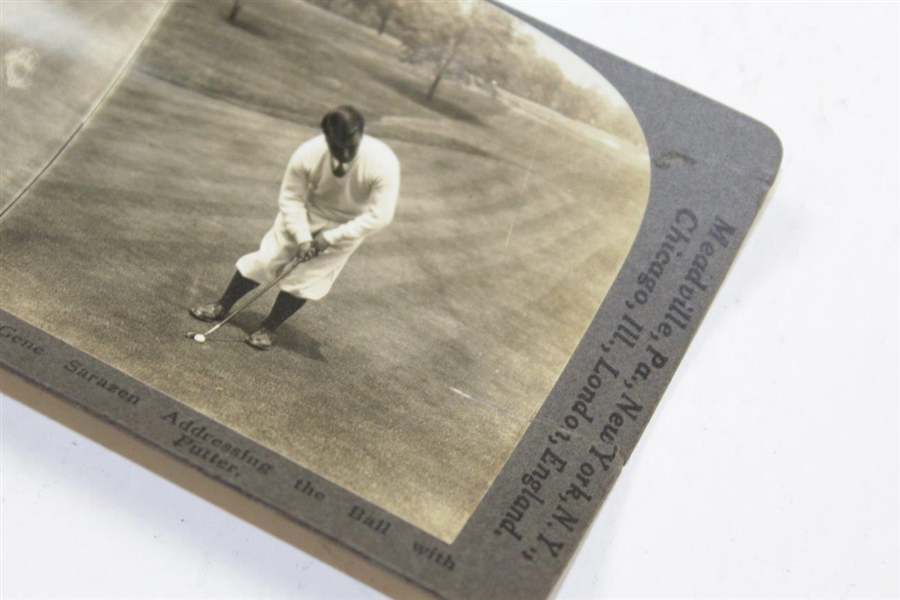 Gene Sarazen Keystone View Company Stereo View Card - Addressing the Ball with Putter