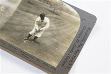 Gene Sarazen Keystone View Company Stereo View Card - Addressing the Ball with Putter