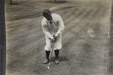 Gene Sarazen Keystone View Company Stereo View Card - Addressing the Ball with Putter