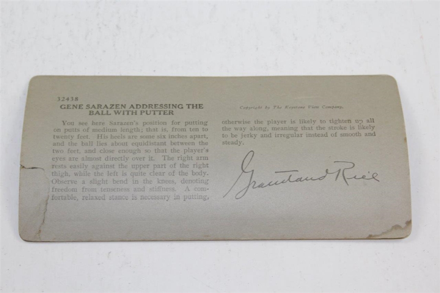 Gene Sarazen Keystone View Company Stereo View Card - Addressing the Ball with Putter
