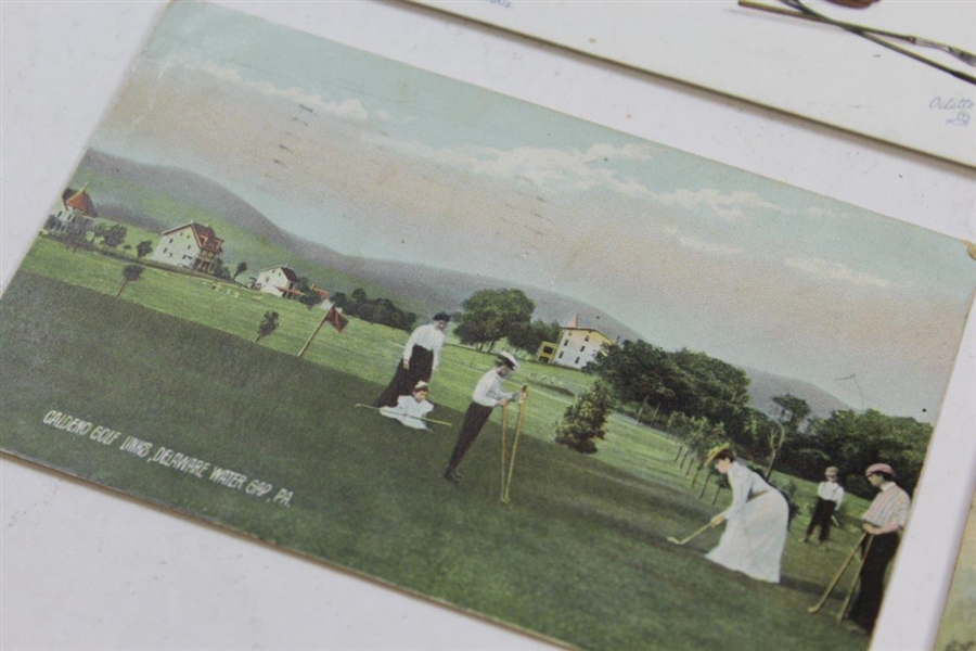 Group of Six (6) Antique Golf Themed Post Cards - The Approach, Around in Less, Be Your Caddie, & others