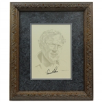 Arnold Palmer Signed Pencil Sketch Print with Letter from Arnold Palmer Co - Framed JSA ALOA