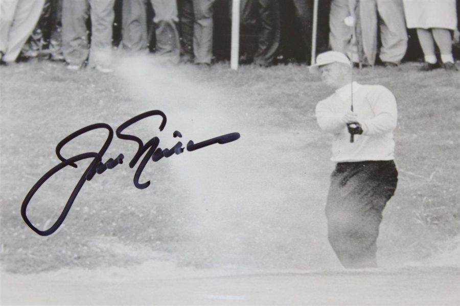 Jack Nicklaus Signed 1963 OPEN Press Photo - Hitting Out of Sand