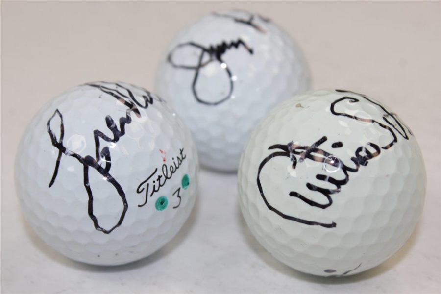 Curtis Strange, Jerry Pate, & Loren Roberts Signed Personal Used Golf Balls JSA ALOA