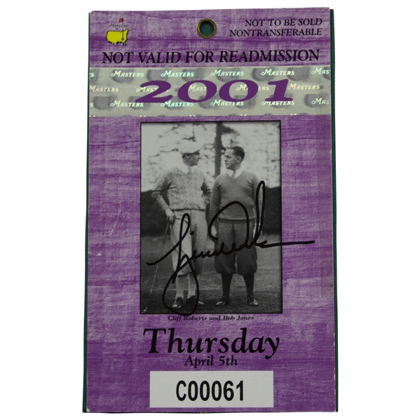 Tiger Woods Signed 2001 Masters Tuesday Ticket #C00061 JSA FULL GRADE 10 Sig #BB95311
