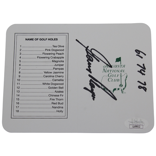 Gary Player Signed Augusta National Golf Club Scorecard with Years Won Notation JSA #LL49612