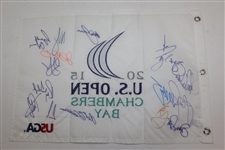Multi-Champs Signed 2015 US Open at Chambers Bay Embroidered Flag JSA #BB64033
