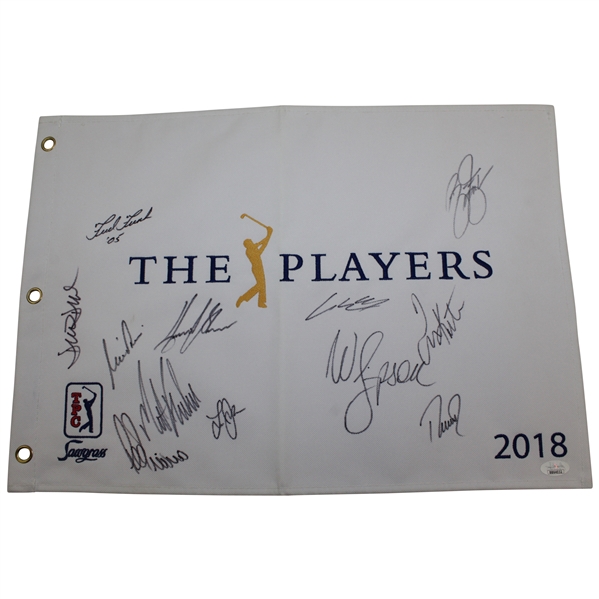 Champions Multi-Signed The Players Championship Embroidered Flag JSA FULL #BB64032
