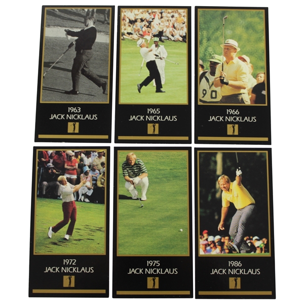 Six (6) Jack Nicklaus Champions of Golf Years of Victory Cards - 1963, 1965, 1966, 1972, 1975, & 1986