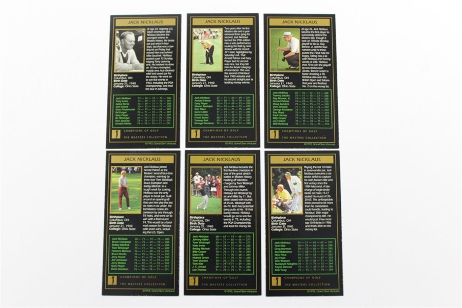 Six (6) Jack Nicklaus Champions of Golf Years of Victory Cards - 1963, 1965, 1966, 1972, 1975, & 1986