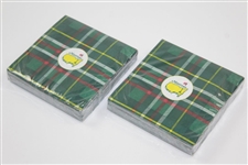 Set of Masters Tournament Logo Tartan Cocktail Napkins in Original Box - Two Sets of 20