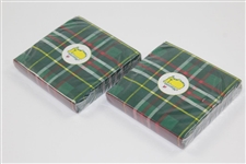 Set of Masters Tournament Logo Tartan Cocktail Napkins in Original Box - Two Sets of 20