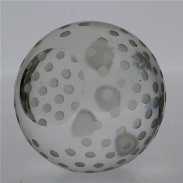 Tiffany & Co Luxury Leaded Crystal Art Glass Golf Ball Paperweight