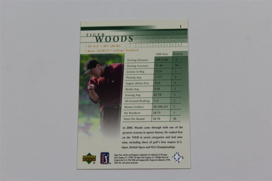 Tiger Woods 2001 Upper Deck Golf Rookie Card #1