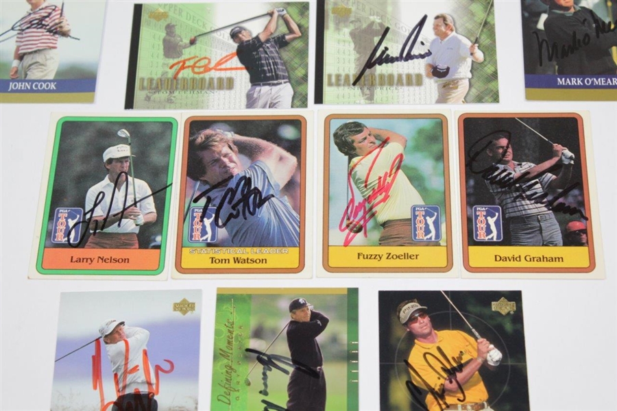 Fourteen (14) Signed Various Golf Cards by Watson, Player, & other JSA ALOA