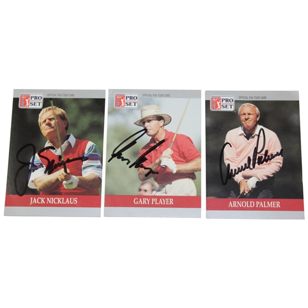 Arnold Palmer, Jack Nicklaus, & Gary Player 'Big 3' Signed Pro-Set Golf Cards JSA ALOA