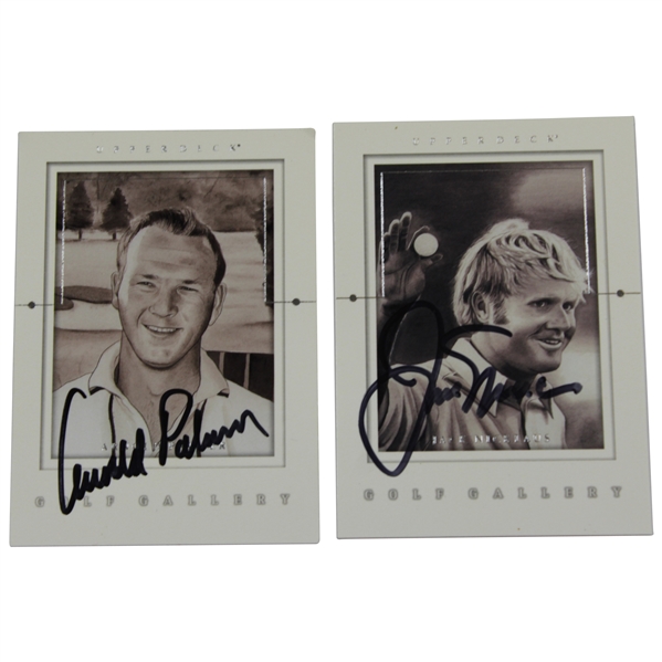 Arnold Palmer & Jack Nicklaus Signed Upper Deck Golf Gallery Golf Cards JSA ALOA