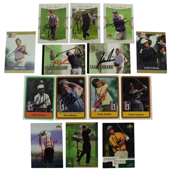 Fourteen (14) Signed Various Golf Cards by Watson, Player, & other JSA ALOA