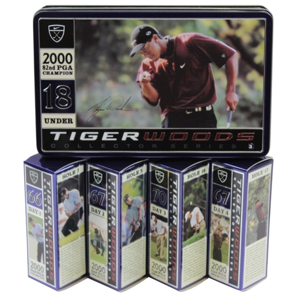 Tiger Slam Commemorative Golf Ball Tins for Masters, PGA, US Open, & OPEN Victories - Complete Set