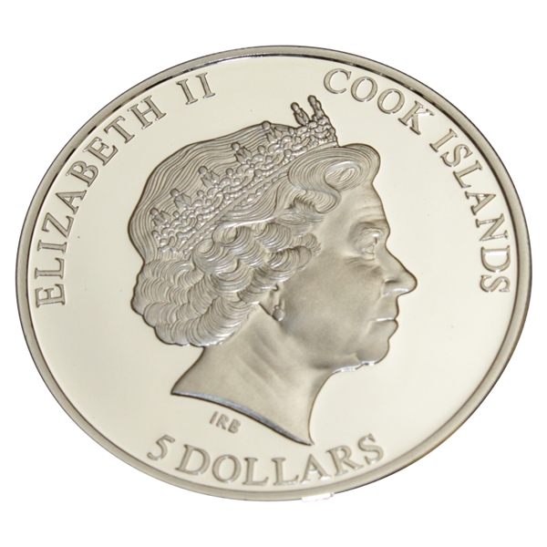 2013 Limited Mintage PGA Tour $5 Elizabeth II Cook Islands Silver Coin in Case with Box & COA