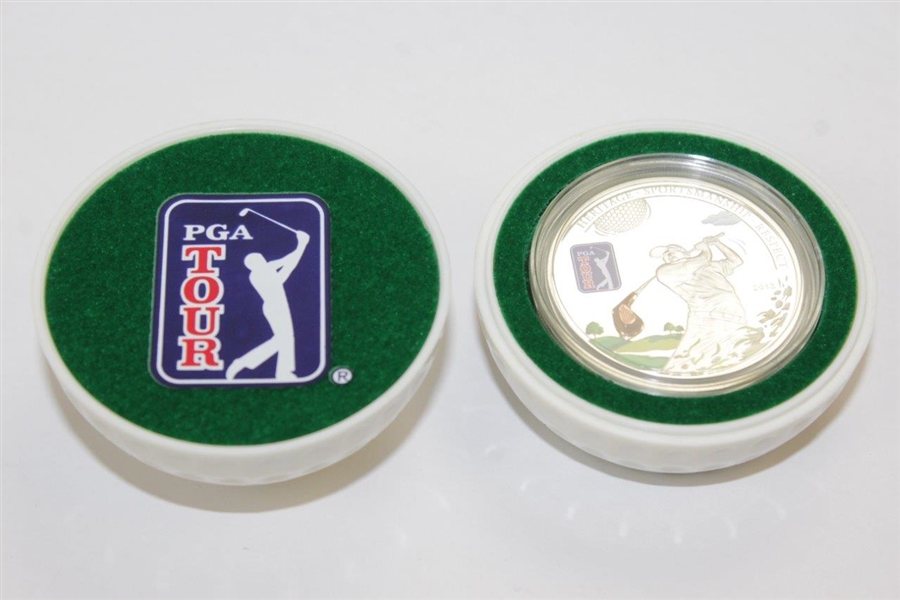 2013 Limited Mintage PGA Tour $5 Elizabeth II Cook Islands Silver Coin in Case with Box & COA