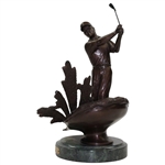 2001 Ltd Ed 'Trap Shot' Golfer Sculpture on Marble by Dean Shipston #270/2500 - Weighs 13lbs!